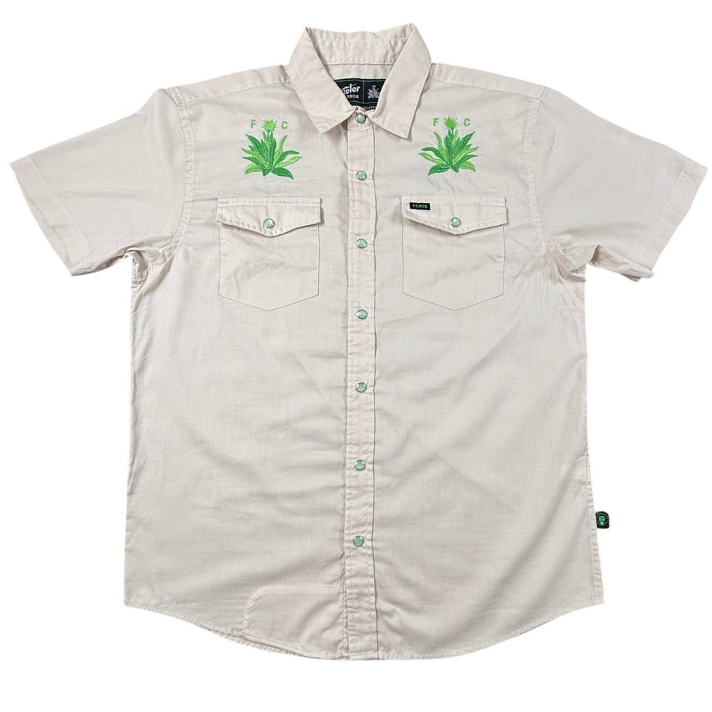 Howler Bros Austin FC Shirt Mens Small Tan Excellent Verde Agave Western Snap